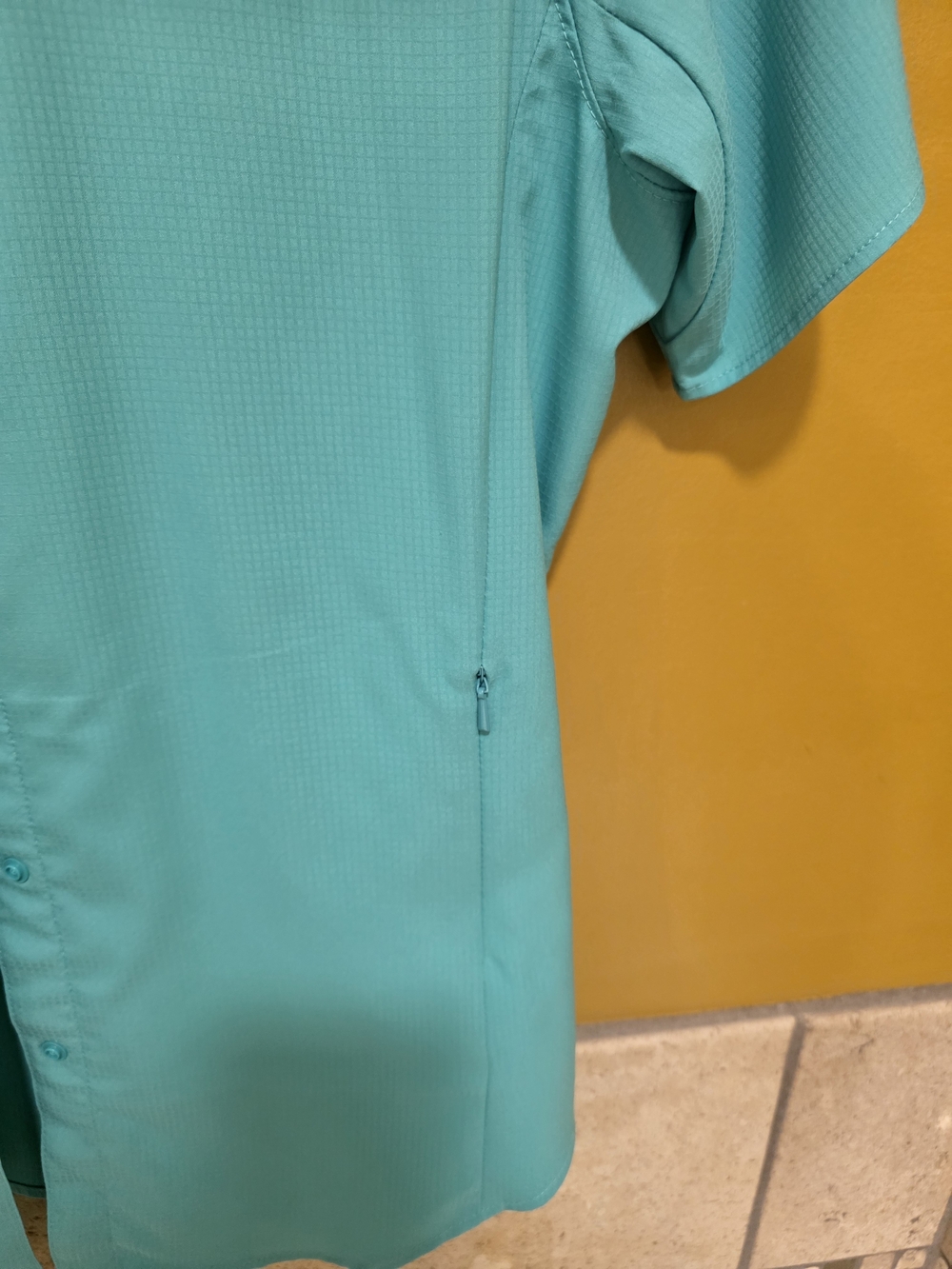 Columbia Women Teal Short Sleeve Button Shirt Size 8 - Picture 10 of 12